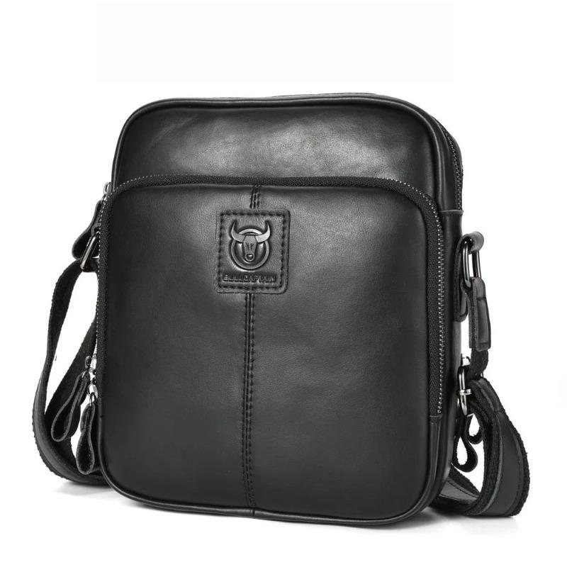 

BULLCAPTIAN New 100% cowhide shoulder bag retro large capacity crossbody bag luxury designer handbag messenger bag чёрный