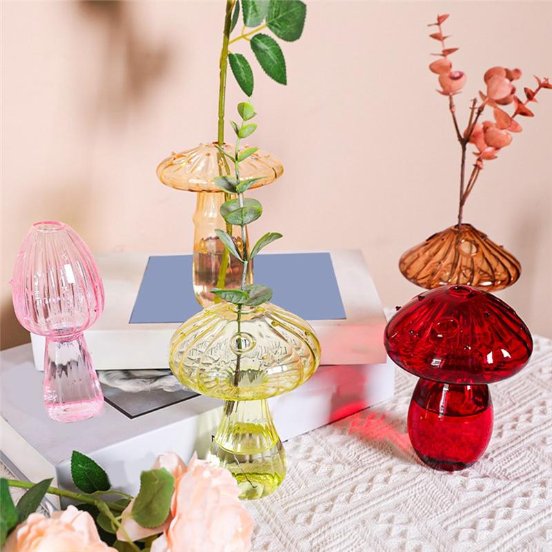 M-Modern-Set Of 5 Colored Plant Propagation Station Mini Glass Terrarium For Plants, Unique Small Glass Vase