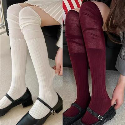 Lolita High-Heel-Strümpfe für Damen Trendige Freizeit Overknee Damen Rote Lange Socken Thermisch Warm Baumwolle Hoher Schlauch Leggings