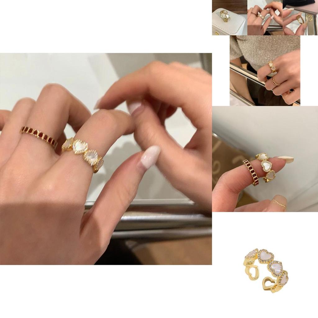 Stylish Shell Heart Ring For Women With Elegant Geometric Design And Adjustable Size