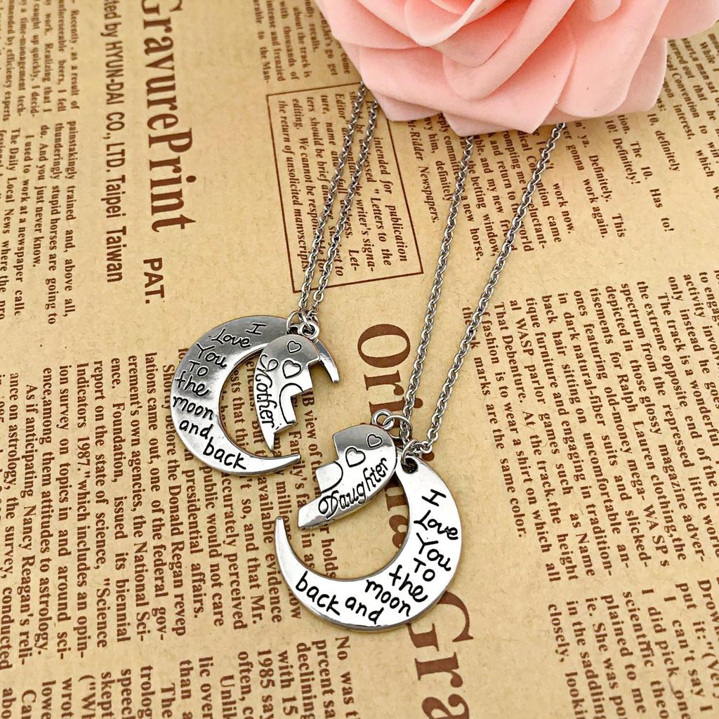 Gifts for Mom I Love You To the Moon and Back Mother Daughter Necklaces Pendant 2pc Set Mothers Day Gifts