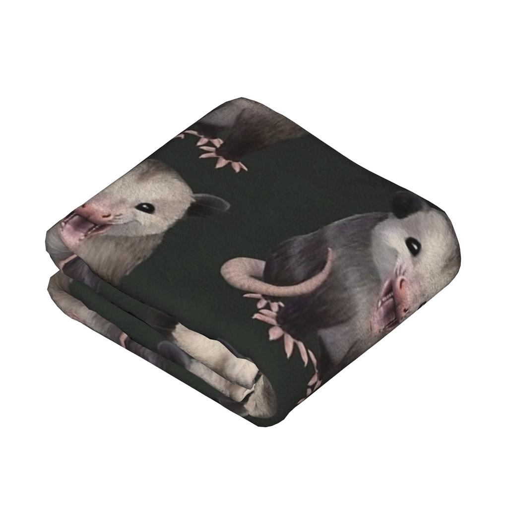 Happy Possum Opossum Meme Blanket Fleece Winter Portable Lightweight Throw Blankets for Bed Car Bedspreads