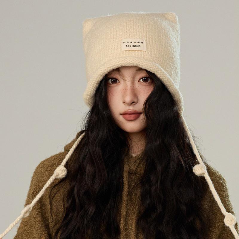 Autumn Winter Women Knitted Cap Warm Ear Protection Cap