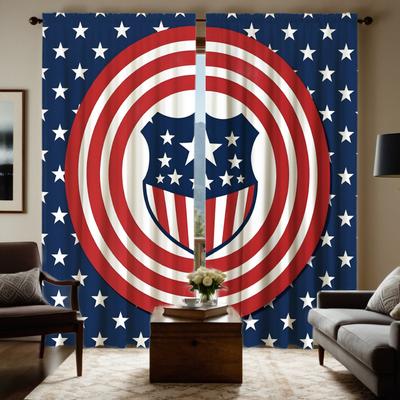 2 Stück HD Unabhängigkeitstag Flagge Stern Dekovorhang Rot Krawatte digital bedruckter Vorhang Heimdekoration Stil Dekoration Wohnzimmer