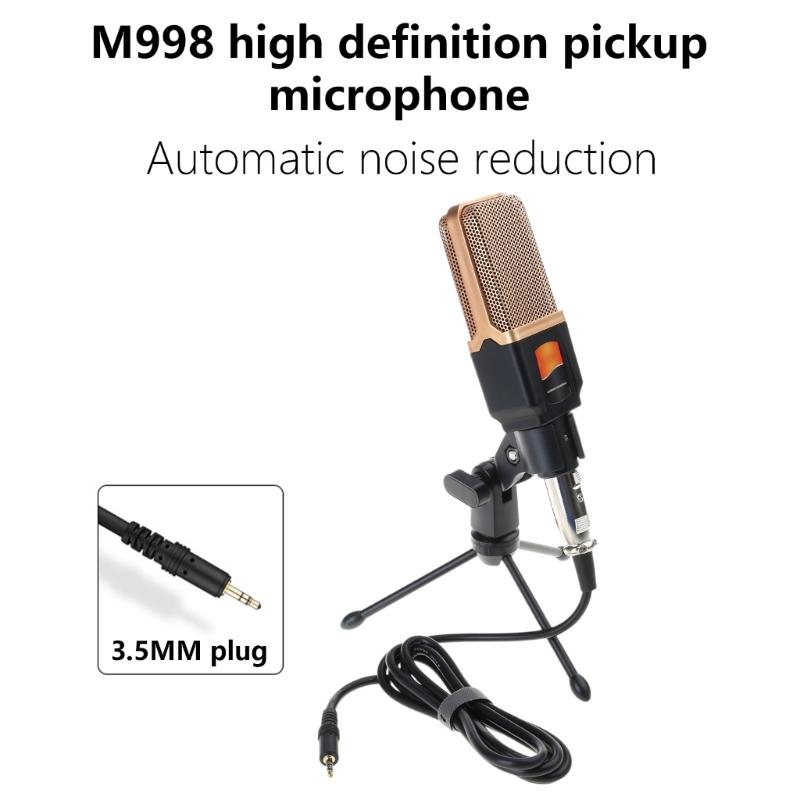 3.5mm PC Condenser Mic With Desktop Stand Recording Condenser Microphone For Clearly Sound Capturing For  Podcasts