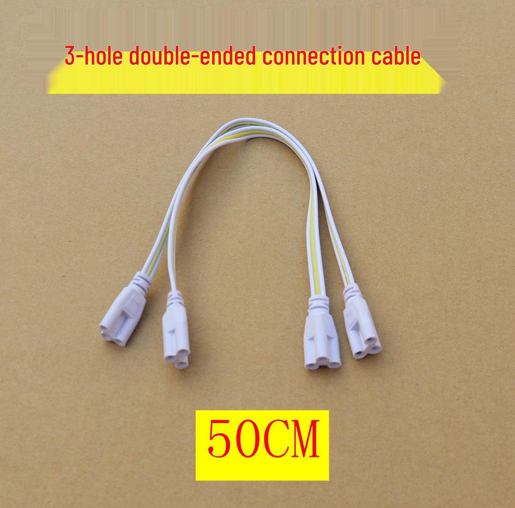 LED Tube Connector: T4/T8/T5 Extension Cord with Double Plug Adapter for Fluorescent Lamp Holders