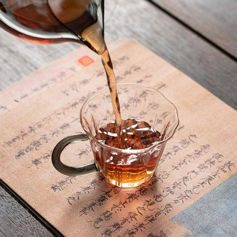 Japanese Style Heat-resistant Glass Tea Cups with Handle Household Transparent Small Capacity Kung Fu Single Cup Tea Ceremony