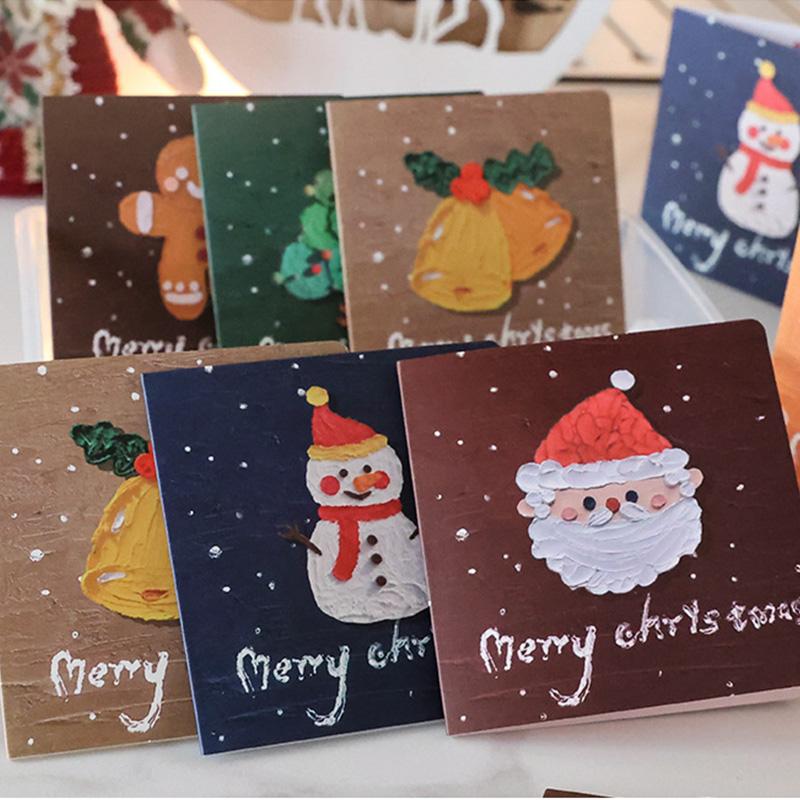 6Set Mini Christmas Greeting Card Christmas Blessing Cards Envelope New Year Postcard Gift Card Birthday Card