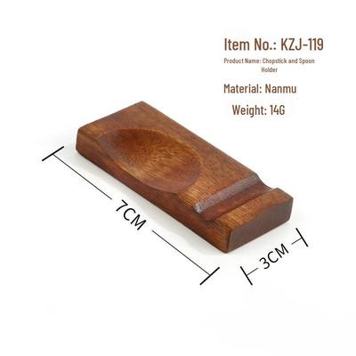 Solid Nanmu Wood Dual Chopstick and Spoon Rest (Set of 3)