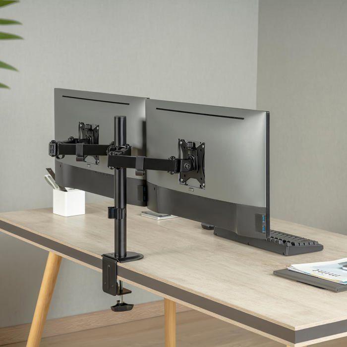 Support de bureau - maclean - mc-754n - 2 moniteurs - inclinaison +45° à -45° - vesa 75x75/100x100