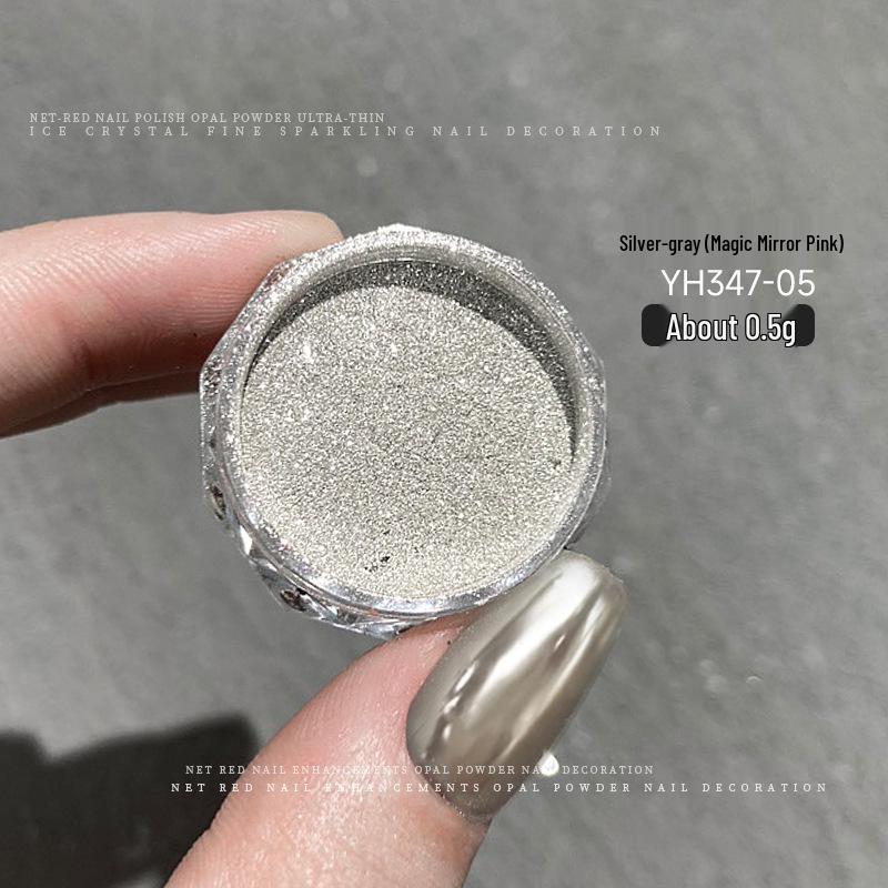 

Пудра для ногтей Opal Magic Mirror - Серебряный глиттер Аврора и Платиновый декор для нейл-арта.