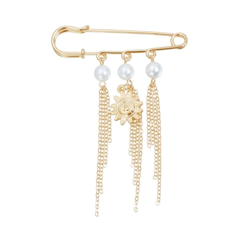 Vintage Sunflower Brooch With Elegant Tassels And Smiling Face for Stylish Outfits Fashion Clothing Accessory 1