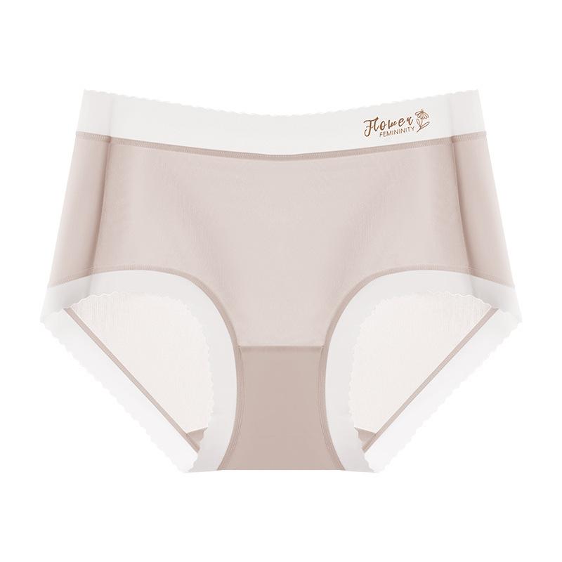 Damskie Letnie Cienkie Jednokolorowe Jedwab Lodowy Antybakteryjne Oddychające Nude Wygodne Wysoki Stan Wiosenny Trójkątne Majtki