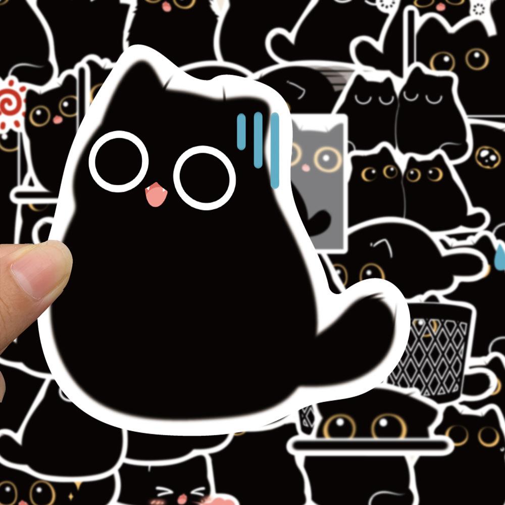10/20/40/80pcs Funny Cartoon Black Cat Stickers Cute Decals Toys DIY Notebook Guitar Motorcycle Suitcase Kawaii Graffiti Sticker