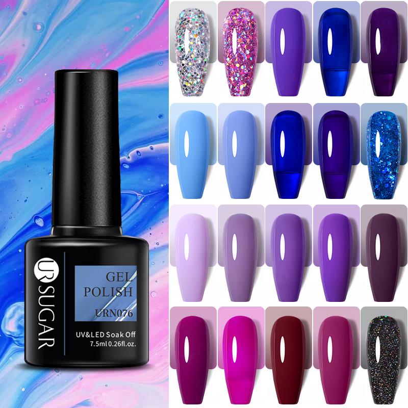 

UR SUGAR 1 флакон, 7,5 мл, красочный УФ-гель-лак с блестками и блестками, отмачиваемый гель для ногтей