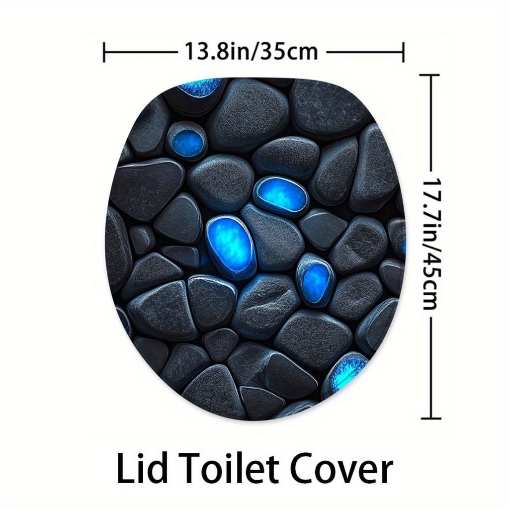 1/4Pcs Bathroom Shower Curtain Set  Blue Glow Stone Print Bathroom Curtain With 12 Hooks Non Slip Rugs Toilet Cover Mat Bathroom Partition