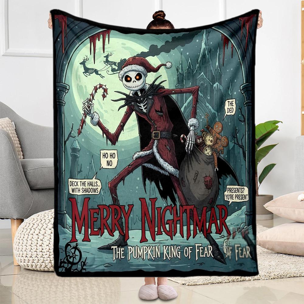 Christmas Nightmare Blanket Warmthful Decor Perfect for Seaside Livingroom Picnics for All Occasions Modern Gift for Travel Home Birthdays