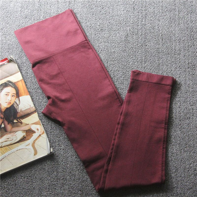 

Cattle Goods High Waist Thin Running Training Slimming Fitness Pants Wine Red M