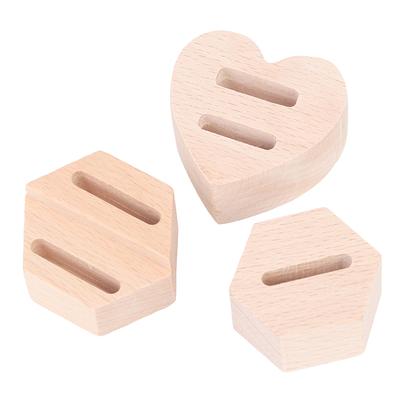 Wooden Hexagon Ring Display Stand Couples Rings Storage Rack Jewelry Holder Tray