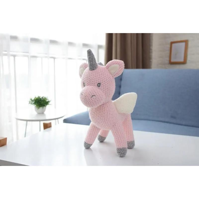 Korea Ins Rabbit Elephant Unicorn Plush Toy Bell Cute Baby Soothing Doll Knitted High Quality Gift For Kids
