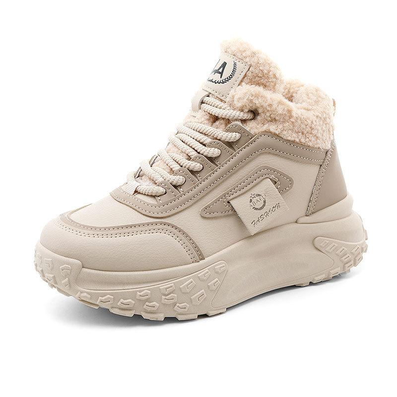 ZY0018 new winter platform cotton shoes women's shoes warm color matching height simple velvet student cotton shoes