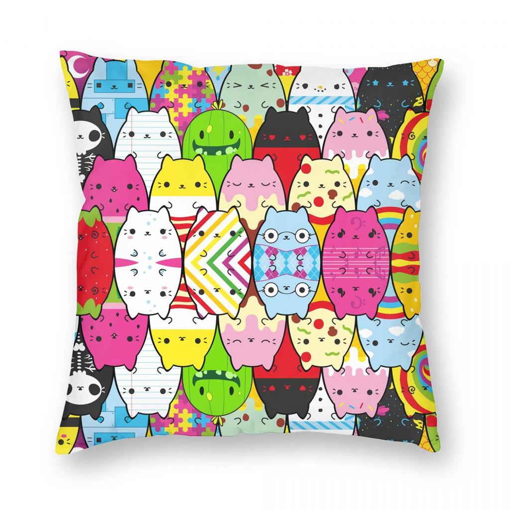 Gatti contro Cetriolini (4) Federa Quadrata Copricuscino Cuscino Decorativo Per Casa Divano Soggiorno