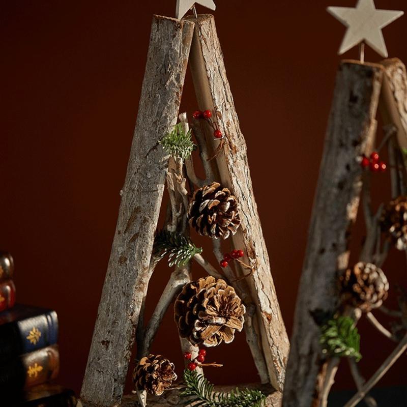 Wood Miniature Christmas Tree Accessory Distinctive Miniature Christmas Tree Ornament Wood Home Festival Decorations