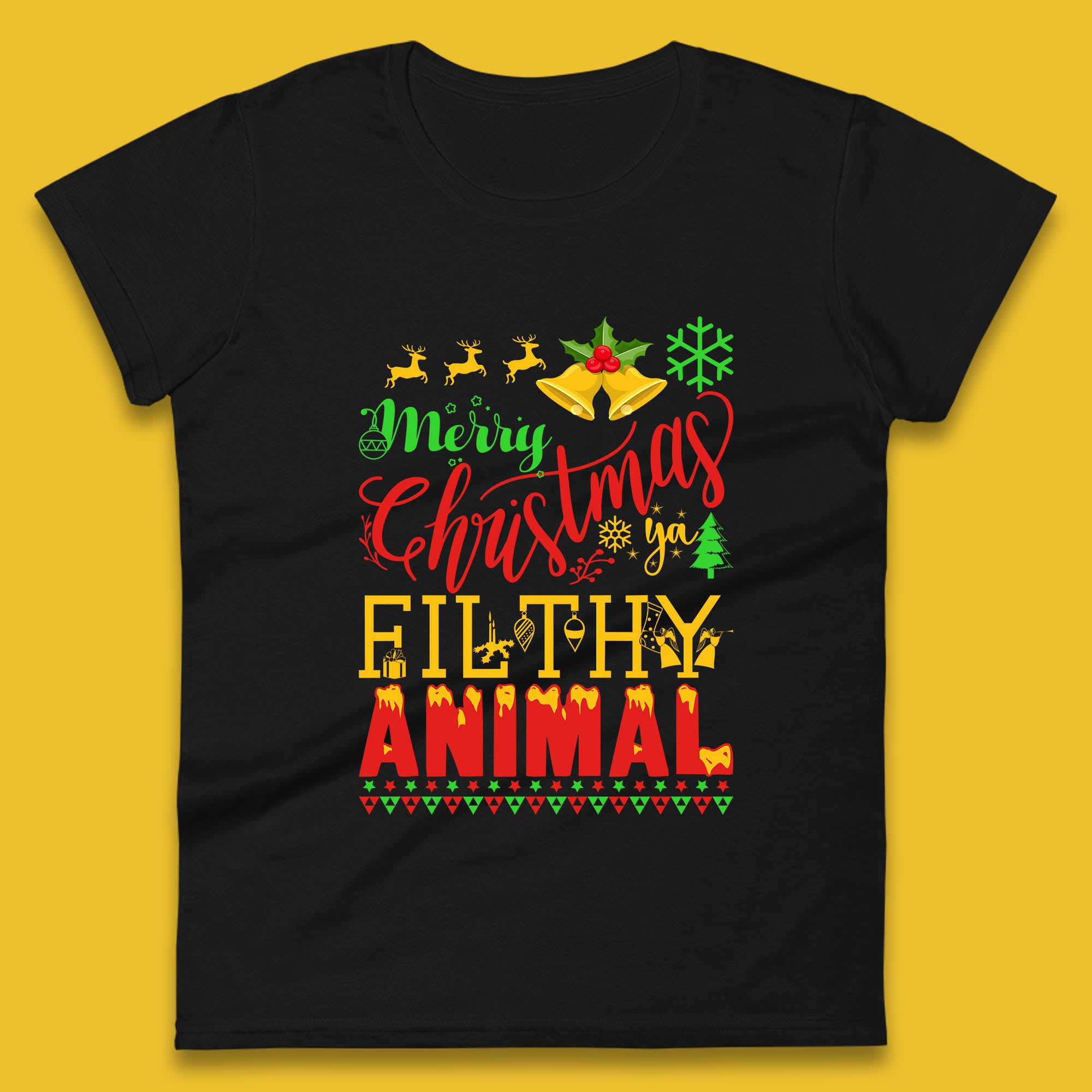 Merry Christmas Ya Filthy Animal Womens T Shirt Mens Tops Tees Unisex Christmas Top 2XL