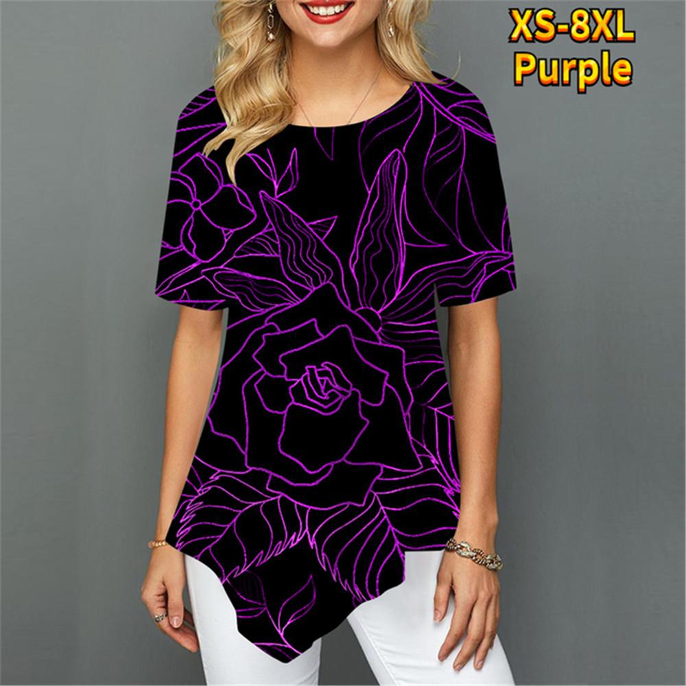 Женская футболка с нерегулярным цветком и цифровым 3D принтом — фото 5