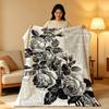 Art B-Black a-and W-White Floral Throw High-Density Short Plush Blanket Soft Skin-Friendly for Sofa Nap Air-Conditioned Room