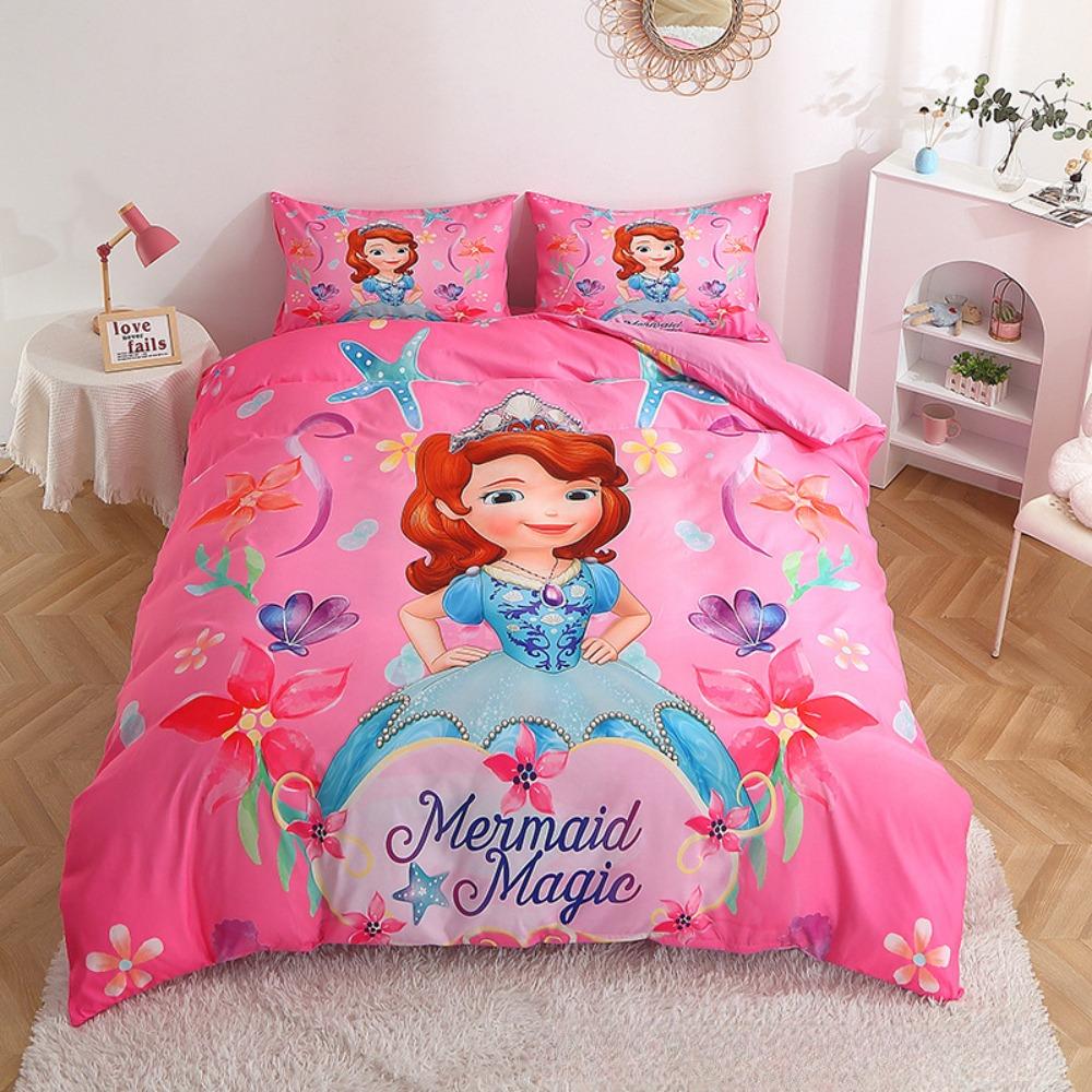 Aranyos Anime Szófia Hercegnő Paplanhuzat Szett, Puha Mikroszálas Dekoratív Paplanhuzat Cipzárral 3D Nyomtatott Ágytakaró Szett 175x220cm 3pcs