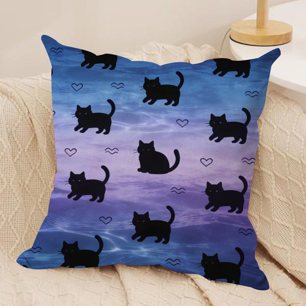 Blackcat Cushion Cover Silky Short Plush Sofa Pillow Cover Hidden Zipper Soft Dustproof Case For Home Decor