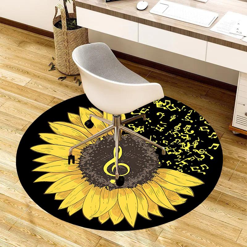 1pc Office Carpet Chair Mats Sunflower Music Notes Artwork Perfect for Decorating Office Chairs, Living Rooms, Or Bedrooms