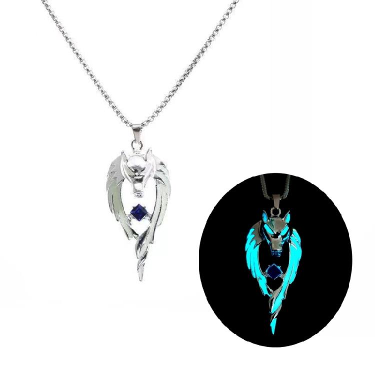 Luminous Wolf Totem Pendant Necklace Animal Long Necklace Hiphop Jewelry