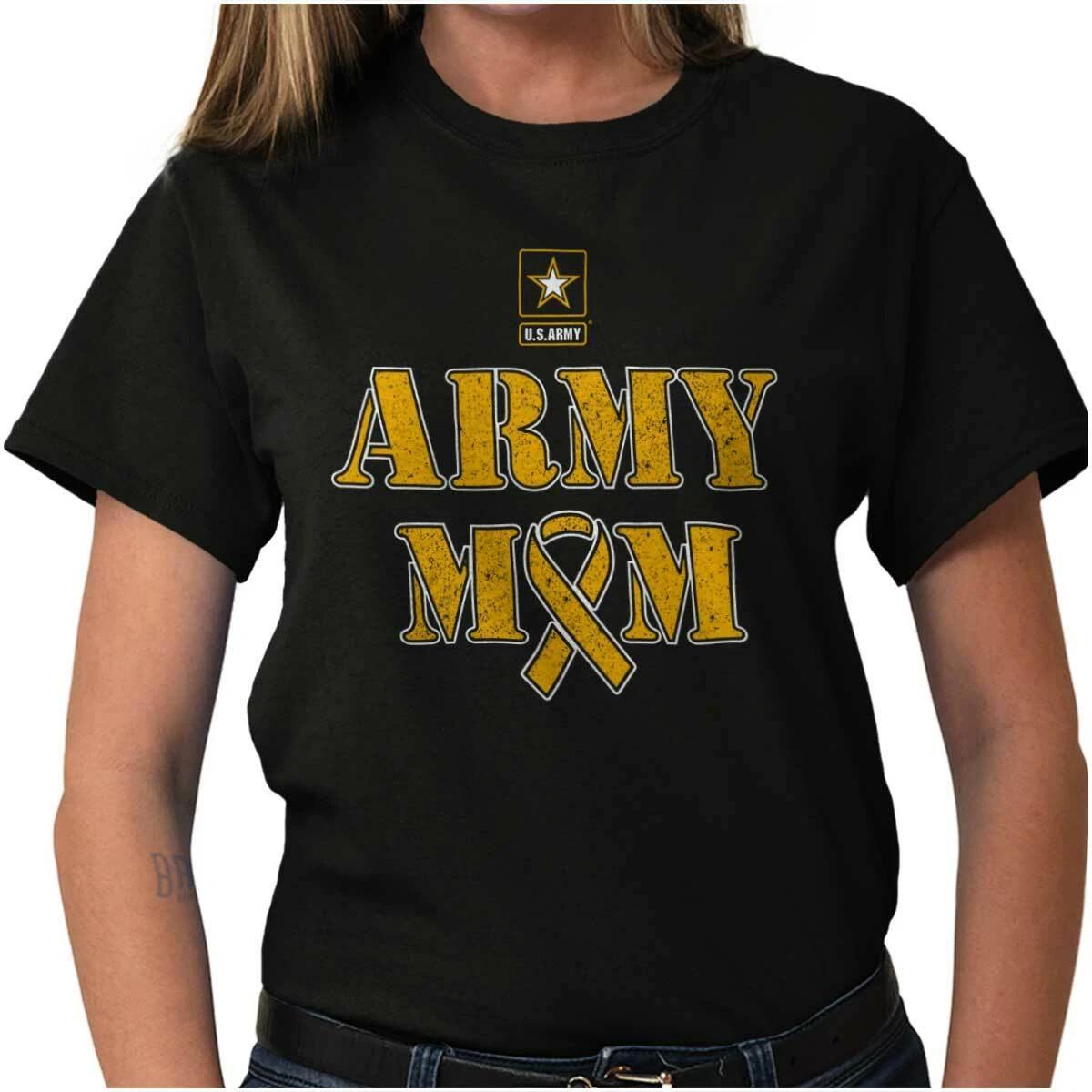 US Army Mom Ribbon Military Logo Womens Graphic Crewneck T Shirt Tee XS