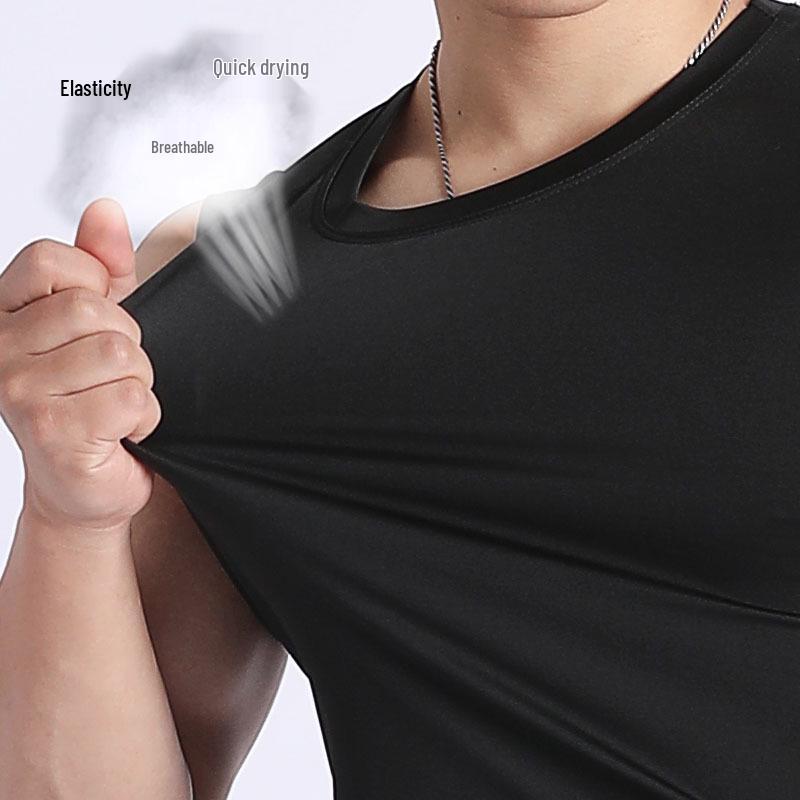Herrars Snabbtorkande Slim Fit Ärmlös Gymlinne