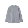 Carhartt WIP Long Sleeve Chase T-Shirt Embroidered Logo Loose Fit Men Tops Fog-Gray I026392-1R2-XX