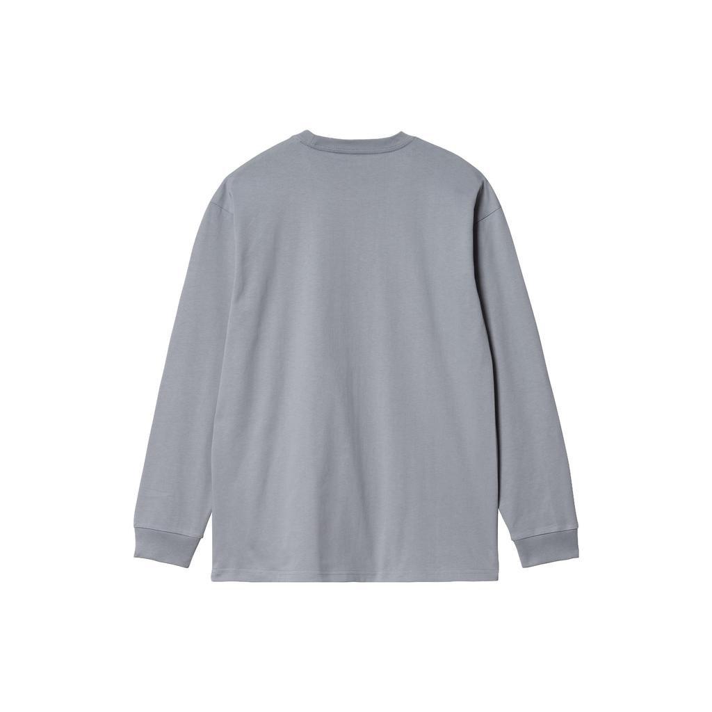 Carhartt WIP Long Sleeve Chase T-Shirt Embroidered Logo Loose Fit Men Tops Fog-Gray I026392-1R2-XX