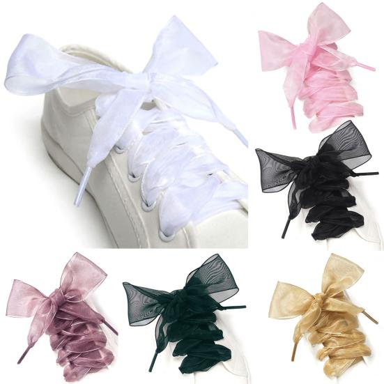 1 Pair Shoelaces Organza Color 110cm Solid Flat Shoelaces Wide for Sneakers