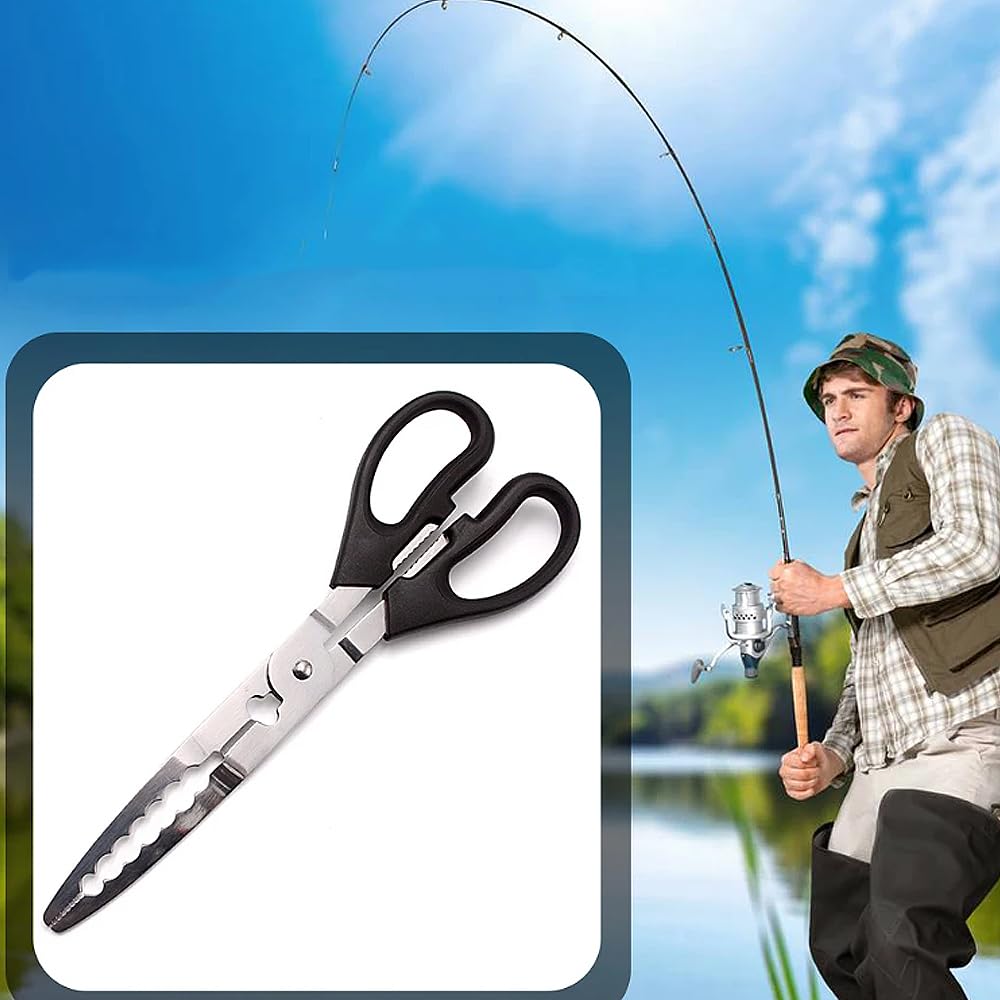 YBGGJO Fish Stainless Steel Fish Fish Scissors for Easy to Fishing Supplies Grip, Tongs, Grabber, Type, Cutlassfish, Grip, Portable, Lightweight,