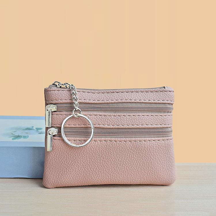 Change bag, women's bag, small card bag, fashionable multi-zipper key bag, mini coin bag, portable macaron color, simple.