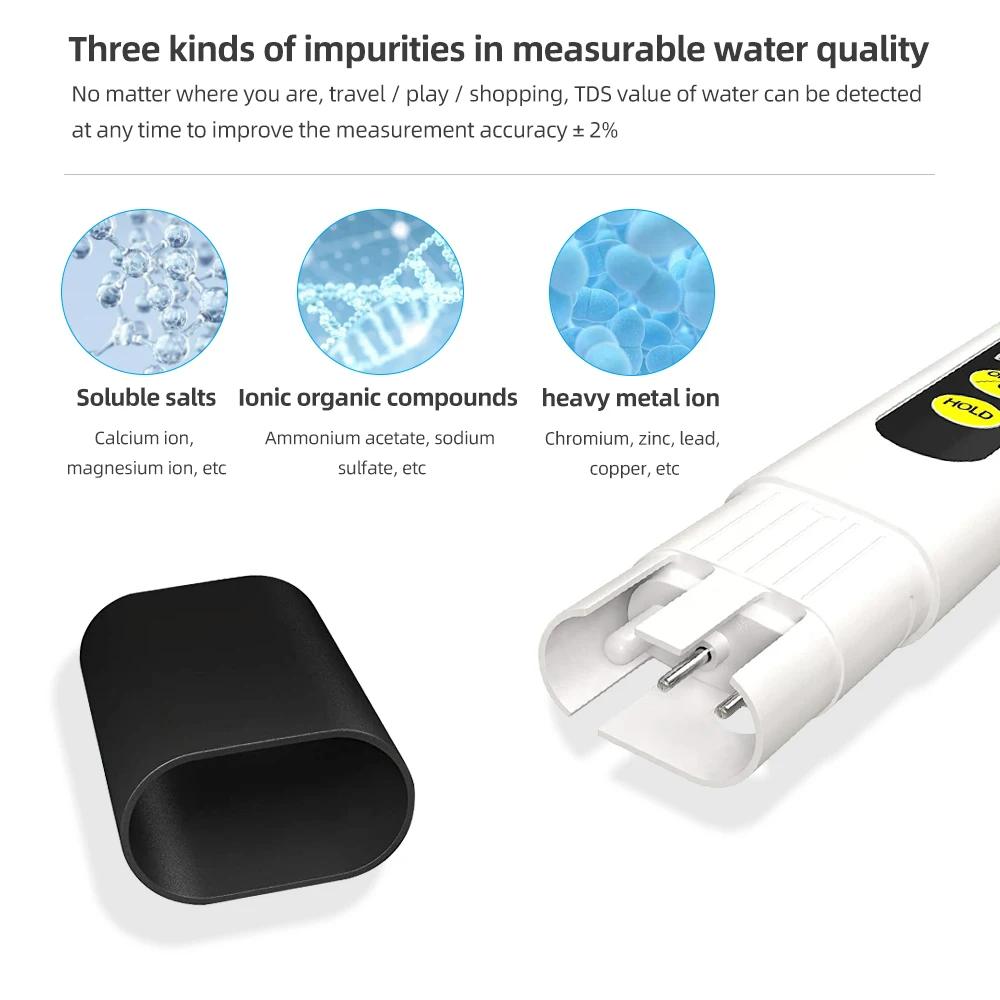 Digital Water Tester TDS Meter 3V 0-9990 PPM Water Quality Tester Pen Backlit LCD Display for Pools Drinking Water Aquariums