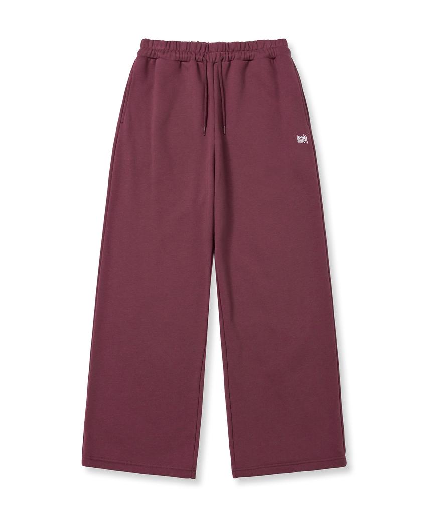 BROWNBREATH Tag Wide Sweat Pants - Burgundy