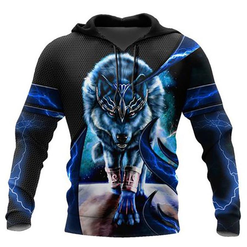 Mode Frühling Herbst Wolf Tier Herren Hoodies 3D Allover bedrucktes Sweatshirt Unisex Pullover Lässige Jacke Streetwear Mantel 4XL