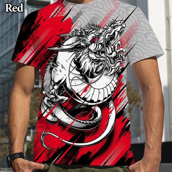 

Мужская футболка с принтом «Уличный стиль», крутая летняя футболка с коротким рукавом и принтом 3D-дракона S синий