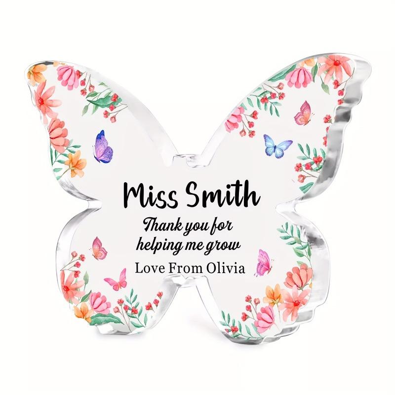 

2D Flat, Teacher Appreciation Gift Acrylic Desk Decor Plaque, Flower Butterfly Design, Suitable for wall decoration, porch, room, villa, accents Home, 14*10cm