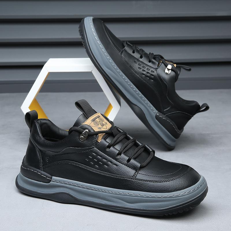 Fashion Leather Men Shoes Lace Up Oxfords Men Shoe Low Heeled Formal Shoe Men's Breathable Shoes Men Sneakers Outdoor Walking Shoes