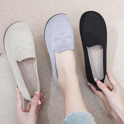 Women's Casual Work Flats Slip On Go Walk Shoes Comfort Walking Sneaker Memory Foam Shoes Knit Low Top Ballet Shoes for Women Lightweight Loafer Shoes
