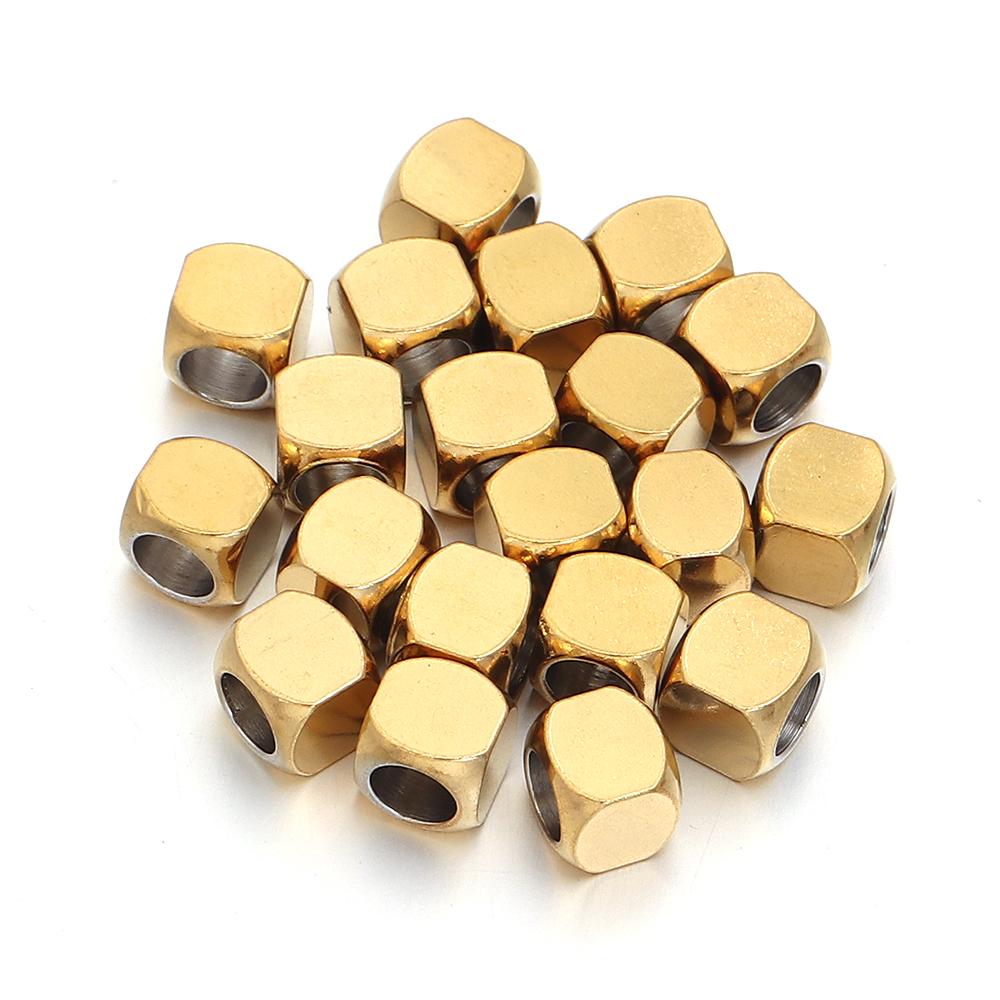 10-60pcs/lot Big Hole Stainless Steel Beads Round Corner Cube Beads Spacer Beads DIY Bracelet Necklace Jewelry Making Supplies