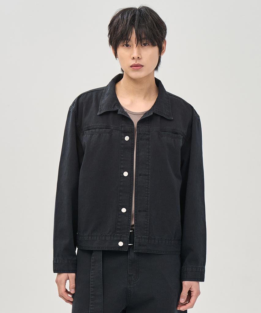 Prairie Washed Crop Trucker Jacket (Black)